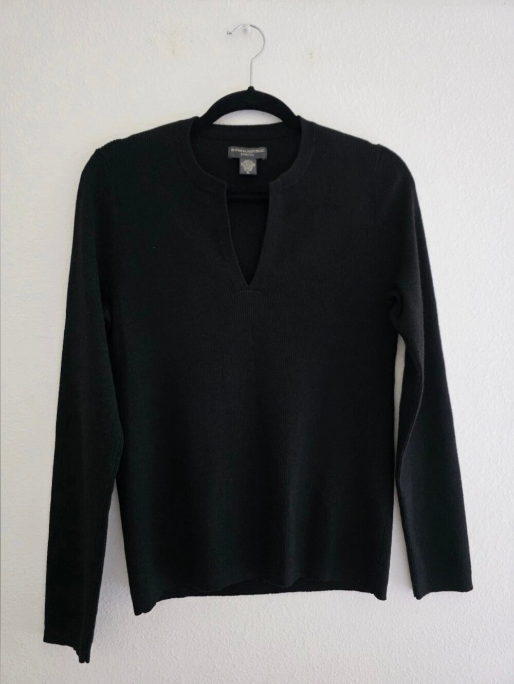 Vintage Banana Republic Women's Long-Sleeve Ribbed Knit Sweater Notch Neck Sz XL
